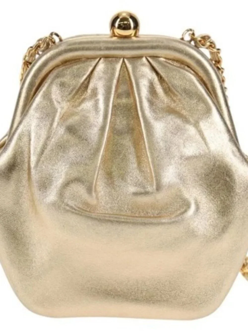 CHANEL Chain Shoulder Bag Leather Gold CC Auth 139977SAV